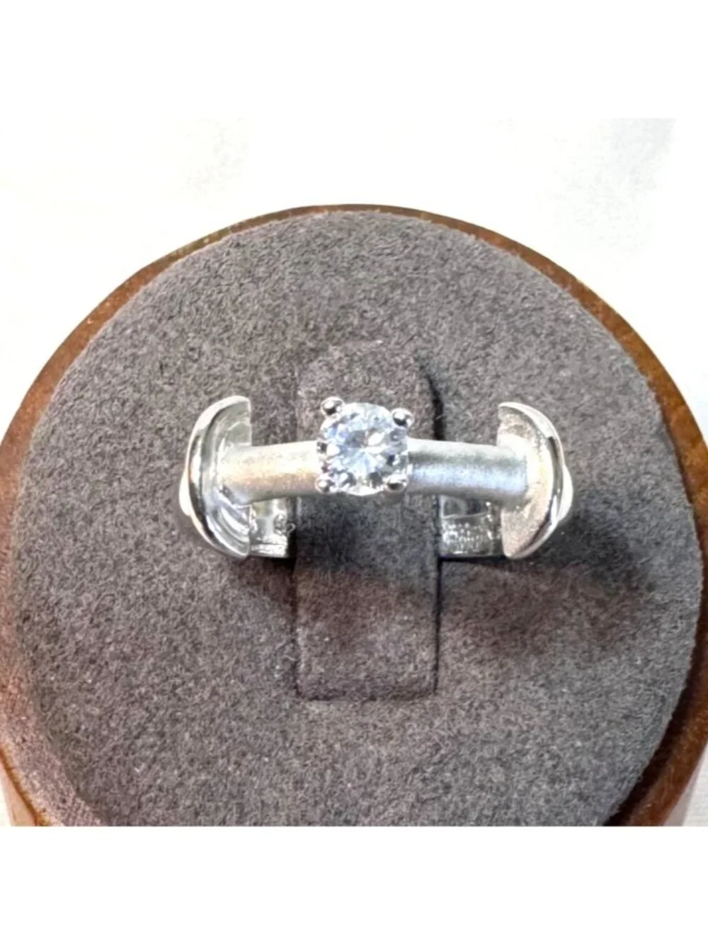 Modernist Sterling Silver 925 CZ Statement Ring Satin Finish Size 6.75